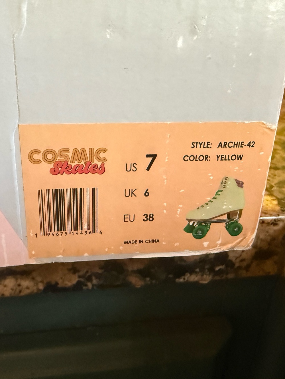 Cosmic skates 'Archie' Yellow Roller Skates - US 7